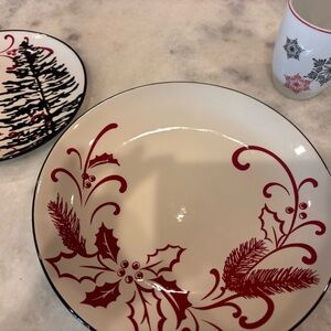 Festive Red and Cream Dinnerware Set